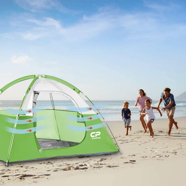 Green 3-Person Waterproof Windproof Backpacking Tent for All