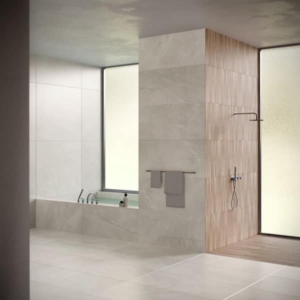 Dorian Silver Gray 4 in. x 0.41 in. Marble Look Antique Satin Porcelain Floor and Wall Tile Sample