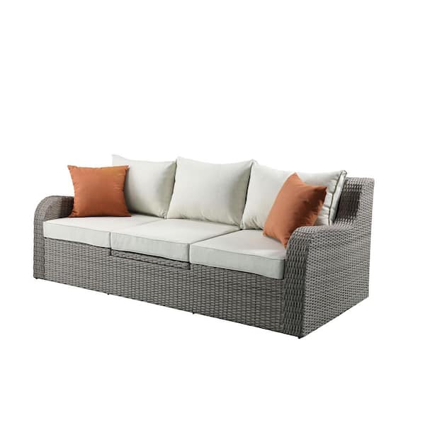 Acme Furniture Salena Gray 3-Piece Wicker Outdoor Patio Sectional ...