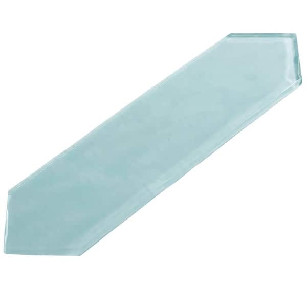ANDOVA Ergo Chiffon Aqua Blue 3 in. x 10-1/2 in. Glossy Glass Wall/Kitchen Backsplash Tile Sample