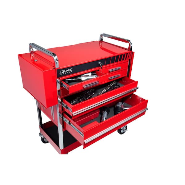 SUNEX TOOLS 20 in. 5-Drawer Heavy-Duty Utility Cart in Red