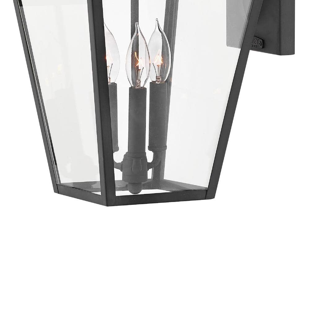 Museum Black Aluminum 3-Light Outdoor Wall Sconce with Clear Glass