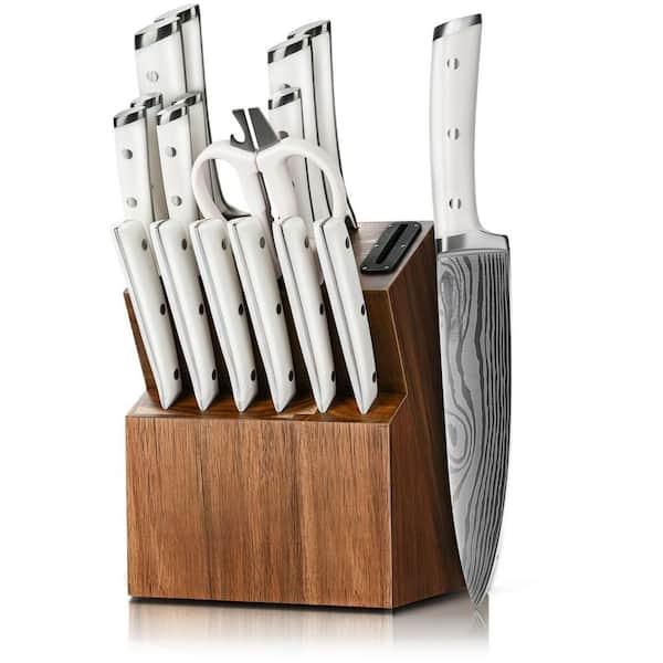 18-Piece German Stainless Steel Knife Set with Wooden Block, Built-In Sharpener, Professional Sharp Knives Set