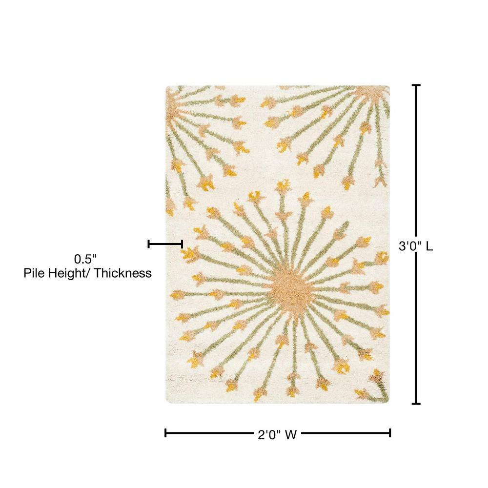 Hand-Tufted Beige Gold Wool Rectangular Area Rug, 2' x 3'