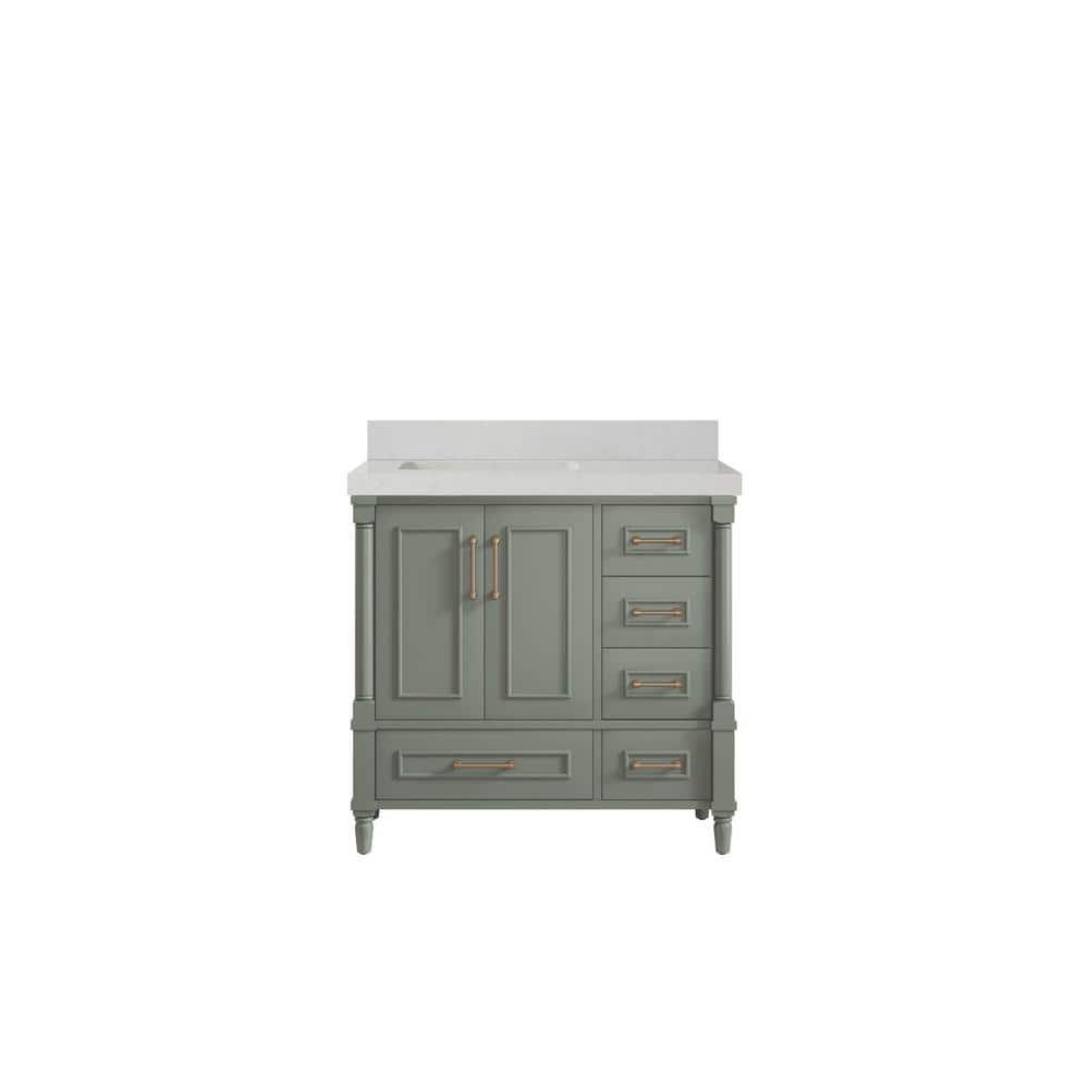 Hudson 36 in. W. x 22 in. D x 36 in. H Single Left Offset Sink Bath Vanity in Evergreen with 2 in. Carrara Qt. Top price history on PriceWatchPro