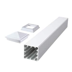 HavenView CountrySide 5 in. x 5 in. x 39 in. Tranquil White Capped Composite Beveled Post Sleeve Kit with Cap and Skirt