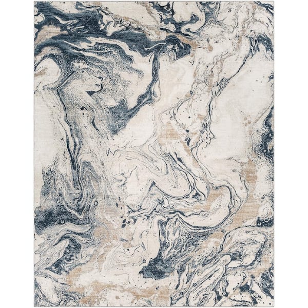 Livabliss Allegro Pale Silver Modern 8 ft. x 10 ft. Indoor Area Rug