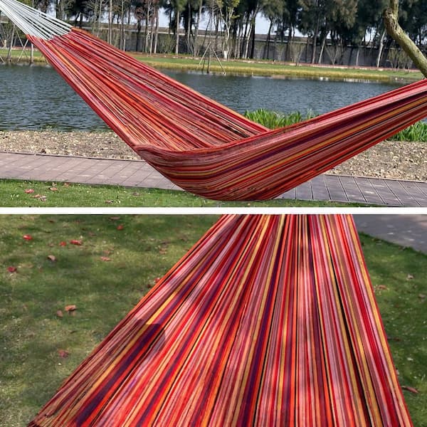 OGETFUUR 10.4 ft. Double Hammock with Hanging Ropes, for Patio