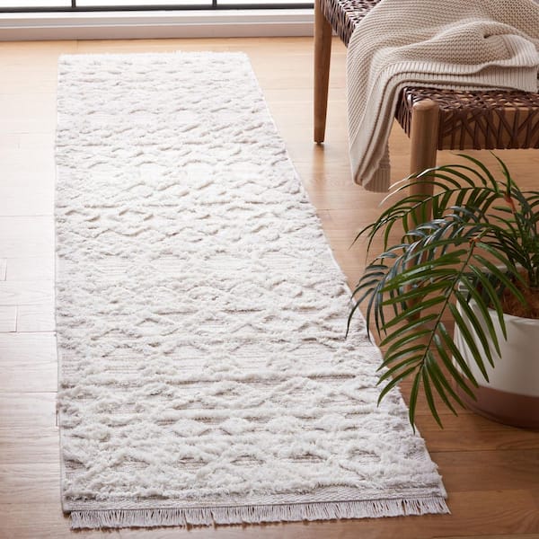 Augustine Ivory/Beige 2 ft. x 11 ft. Chevron Striped Runner Rug