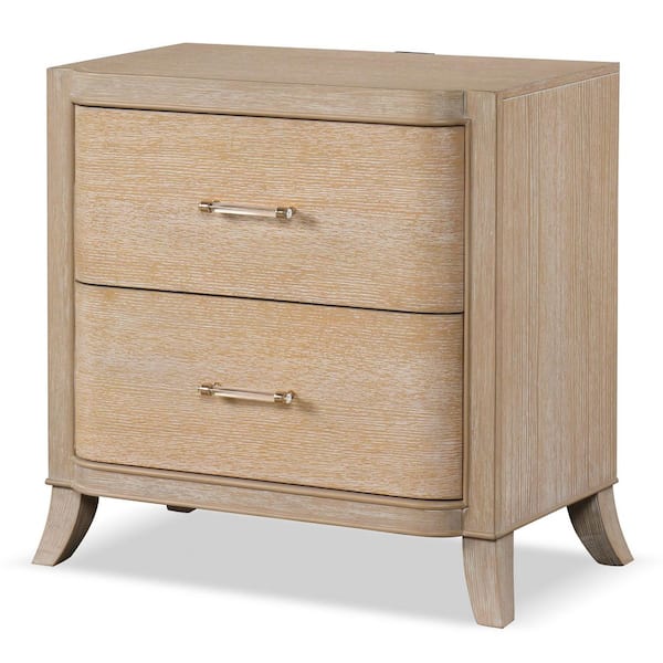 Ellington Modern Natural Oak 2 Drawer 30 in. W Nightstand With USB C Power Ports