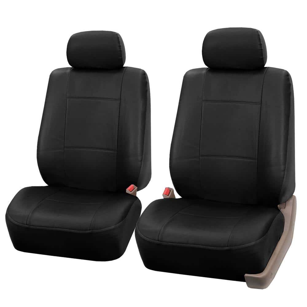 Breathable Leather Car Seat Cover Cushion 2 Pcs - Black/Beige/Gray/Tan