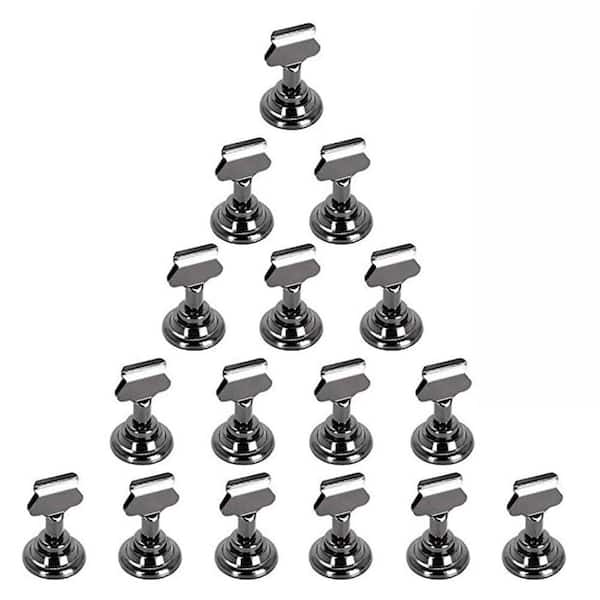 1 in. W x 1.7 in. H Nickel Black Stainless Steel Table Card Holders for Photos, Memo Notes, Weddings (Set of 16)