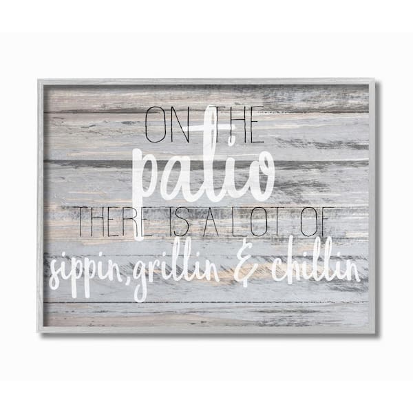Stupell Industries 16 in. x 20 in. "Patio Country Home Wood Textured Word" by Kimberly Allen Framed Wall Art