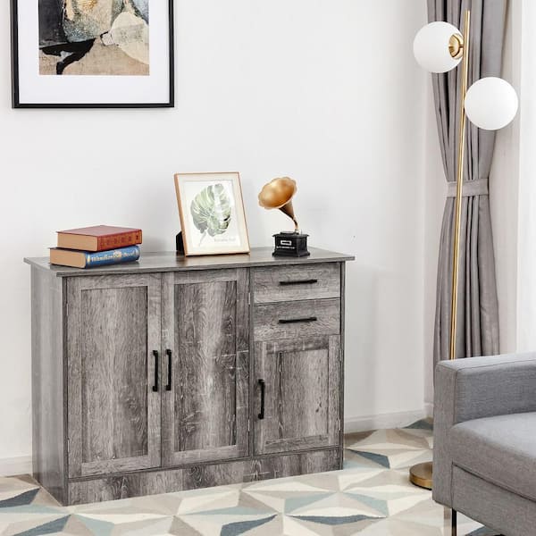 Grey Buffet Storage Cabinet Console Table Kitchen Sideboard Drawer