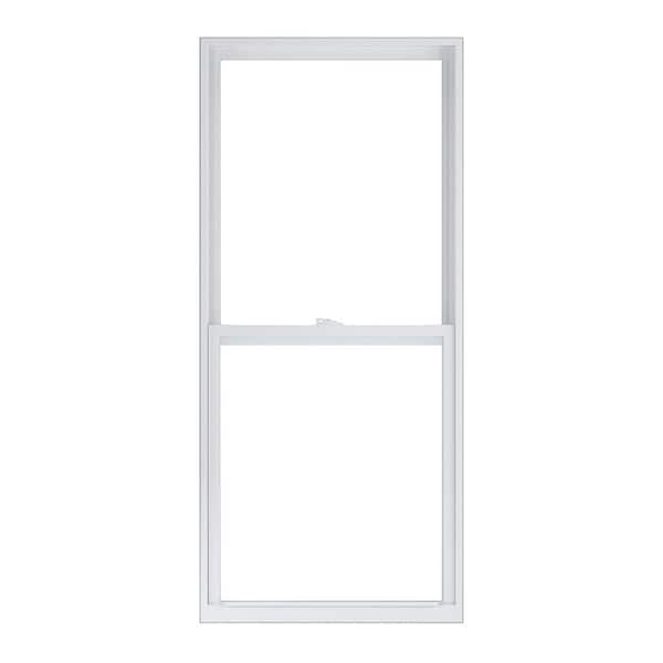 American Craftsman 28 in. x 62 in. 50 Series Low-E Argon Glass Single Hung White Vinyl Replacement Window, Screen Incl