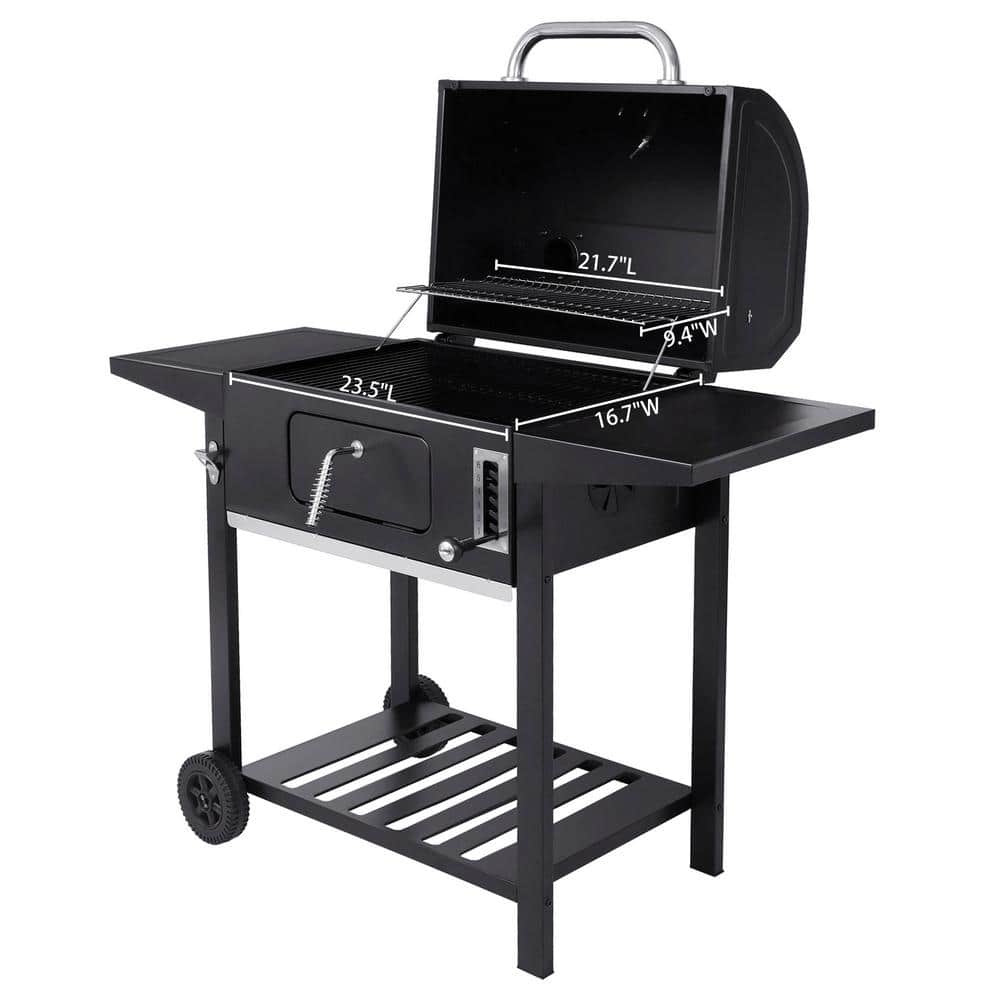 Royal Gourmet 24-Inch Black Charcoal BBQ Grill with Smoker