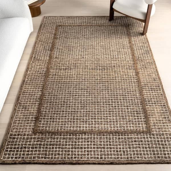 Chessie Checked Wool Brown 10 ft. x 14 ft. Indoor Area Rug