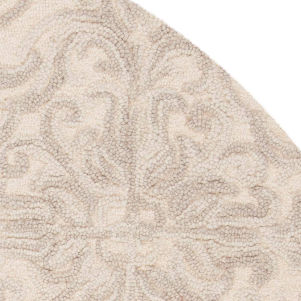 Ivory Floral Elegance 6' Round Hand-Tufted Wool Area Rug