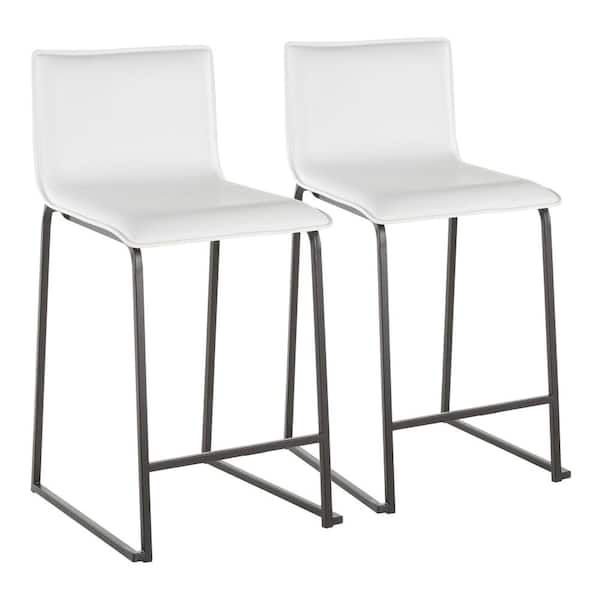 Lumisource Mara 26 in. White Faux Leather and Black Metal Counter Stool (Set of 2)