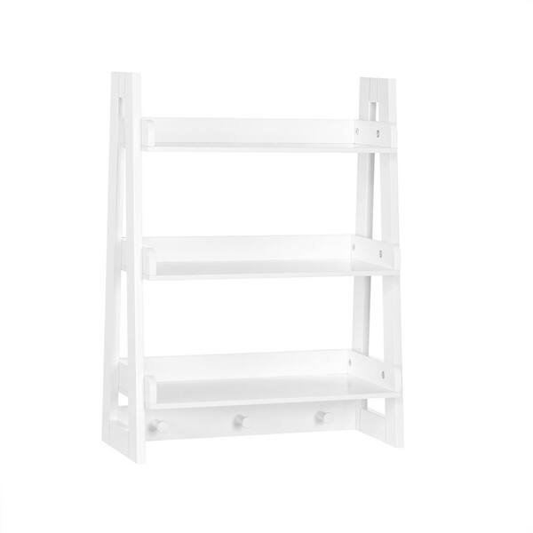 RiverRidge Home Amery Collection 19.81 in. W Wall Shelf with Hooks, White