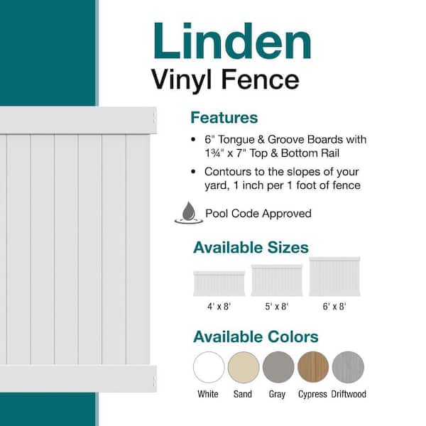 Veranda Linden 6x8 ft Cypress Vinyl Privacy Fence Panel