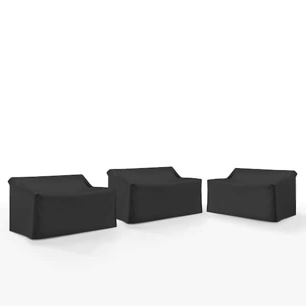 CROSLEY FURNITURE 3-Piece Black Outdoor Sectional Furniture Cover Set