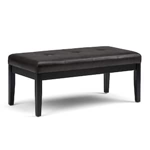 Lacey 41 in. Wide Contemporary Rectangle Tufted Ottoman Bench in Distressed Black Vegan Faux Leather