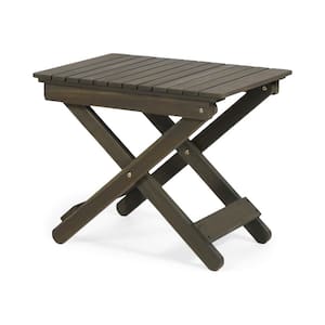 18.25 in. H Gray Acacia Wood Rectangle Folding Outdoor Side Table for Outdoors, Garden, Lawn, Backyard