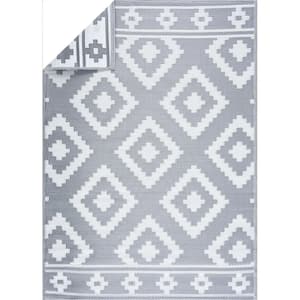 Milan Design Gray and White 6 ft. x 9 ft. Size 100% Eco-friendly Lightweight Plastic Indoor/Outdoor Area Rug