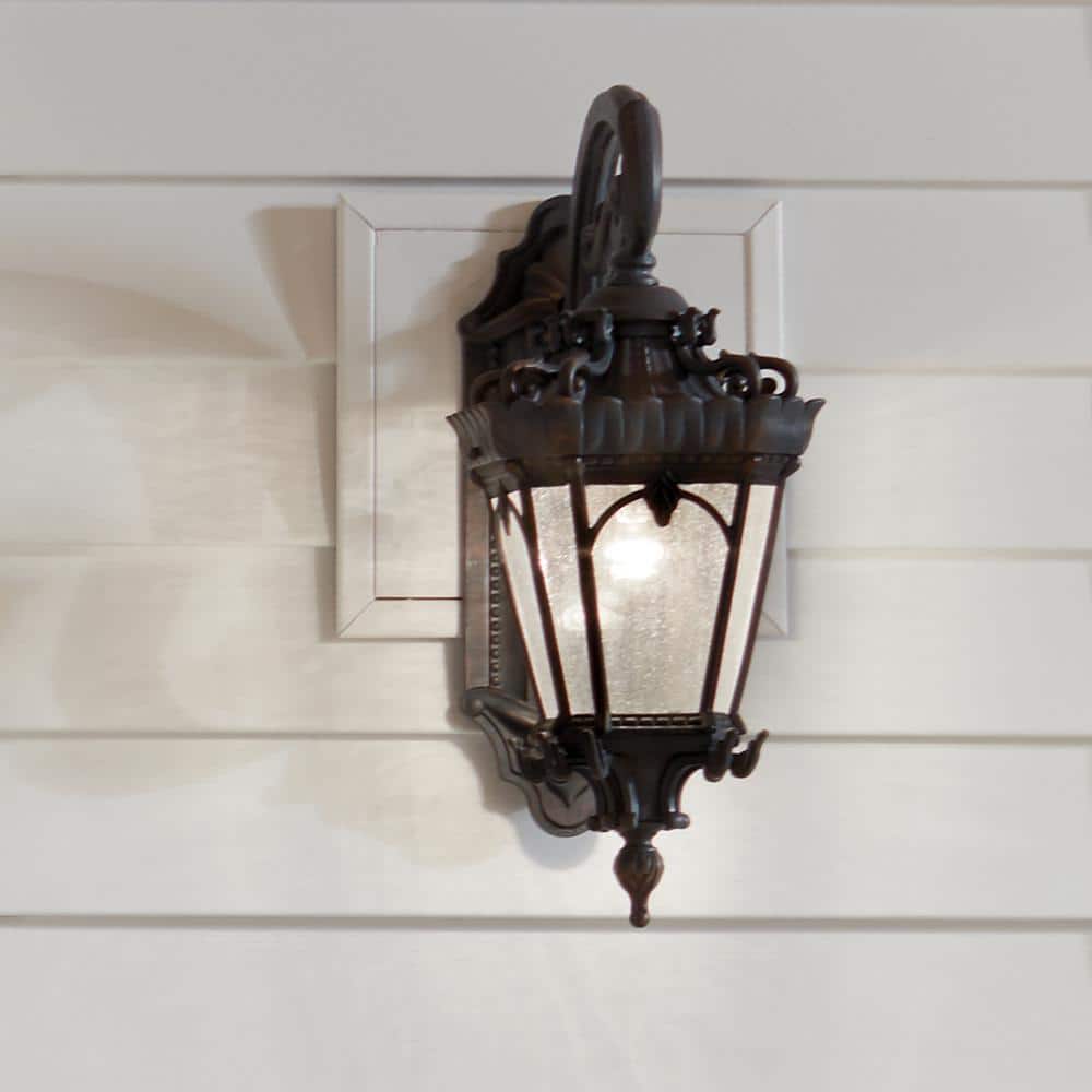Bronze and Black Traditional Outdoor Wall Lantern with Clear Glass