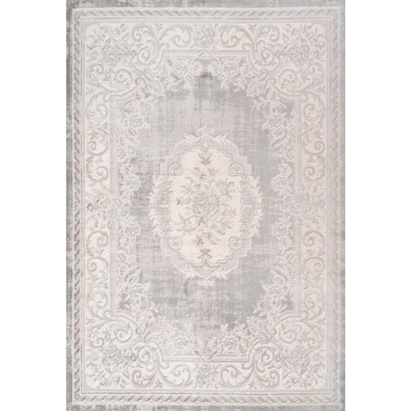 Rosalia Cottage Medallion Ivory/Gray 8 ft. x 10 ft. Area Rug