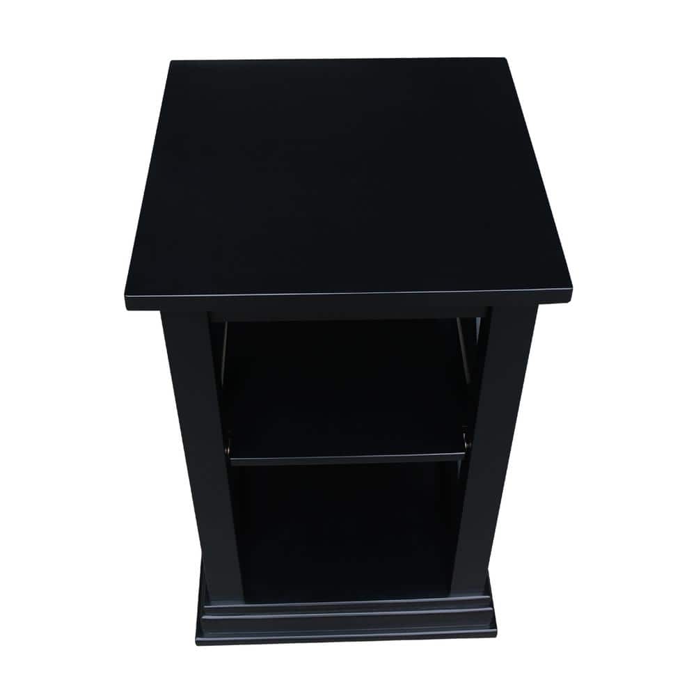 Elegant Hampton Solid Hardwood Accent Table with Shelves - Black