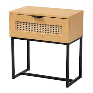 Sawyer 1-Drawer Oak Brown and Black Nightstand End Table (21.7 in. H x 19.7 in. W x 11.8 in. D)