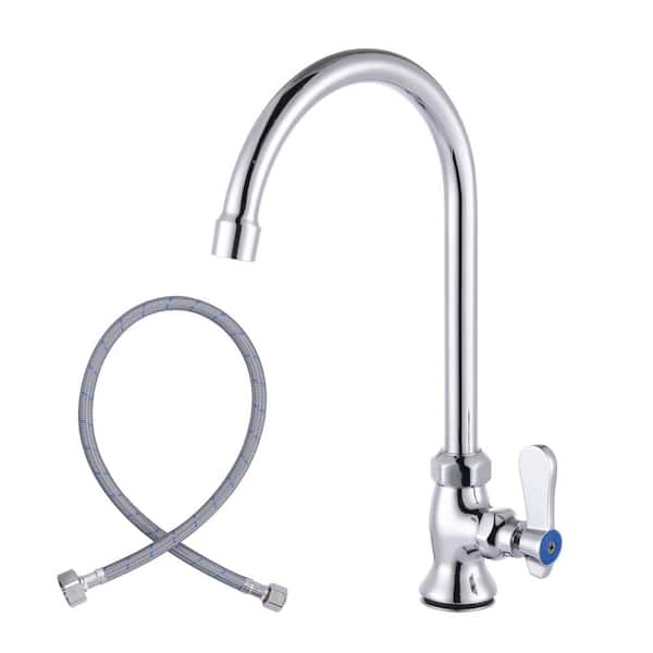 Brass Single Handle Deck Mount Standard Kitchen Faucet in Polished Chrome
