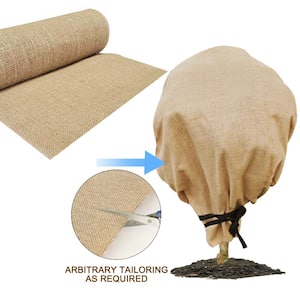 5.3 ft. x 100 ft. 7.7 oz. Burlap Fabric Winter Plant Cover DIY Garden Cloth for Frost and Snow Protection