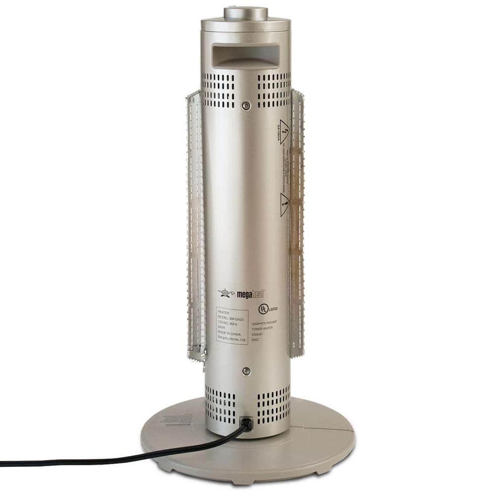 Beige and Gray Electric Radiant Tower Heater with Thermostat