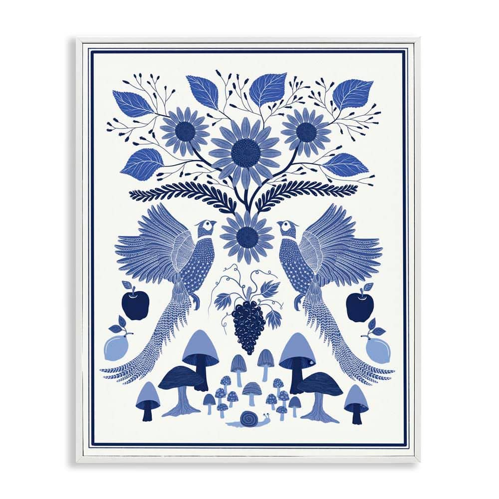 Woodland Blue Folk Pattern by Darlene Seale White Framed Nature Giclee Art Print 14 in. x 11 in. price history on PriceWatchPro