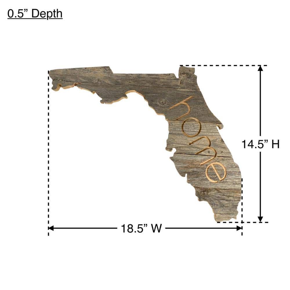 Large Weathered Gray Reclaimed Wood Florida Home State Wall Sign