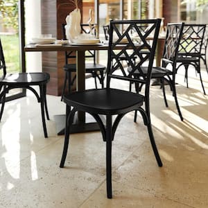 Brooklyn Commercial Grade Black Solid Wood with Intricate Back Detail Side Chair (Set of 2)