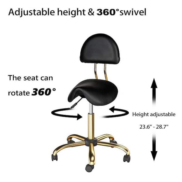 Faux Leather Adjustable Height Ergonomic Office Chair in Black with Wheels
