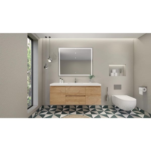 Moreno Bath Bohemia 60 in. W Bath Vanity in New England Oak with Reinforced Acrylic Vanity Top in White with White Basin