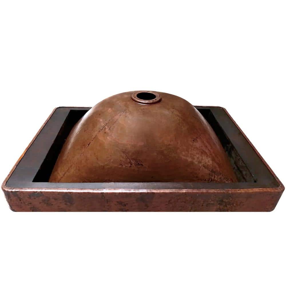 Antique Hand-Hammered Copper Rectangular Bathroom Sink