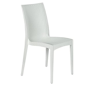 White Mace Modern Stackable Plastic Weave Design Indoor Outdoor Dining Chair