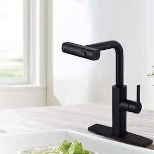 Single Handle Pull Down Sprayer Kitchen Faucet with Advanced Spray, 3-Function Mode in Black