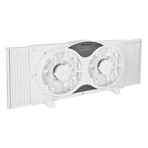 9 in. 3-Speed Expandable Reversible Twin Window Fan with Remote Control and Removable Cover and Bug Screen