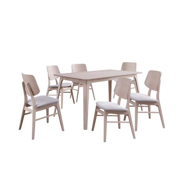 New Classic Furniture Oscar 7-Piece White Ash Wood Top Rectangle Table Set