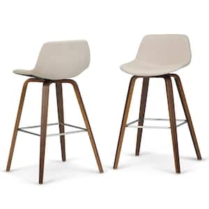 Randolph 36.6 in. H Natural Linen Look Fabric Mid Century Modern Bentwood Counter Height Stool (Set of 2)