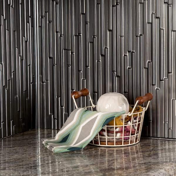 Brushed Steel 47 in. Vinyl Backsplash Accessory Inside Corner Trim (5-Pack)