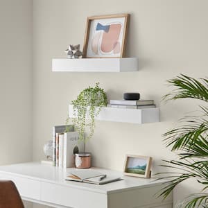 Modern White Wood Floating Wall Shelf (Set of 2) (24" W)
