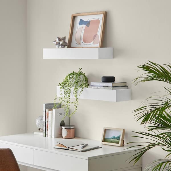 StyleWell Modern White Wood Floating Wall Shelf (Set of 2) (24" W)